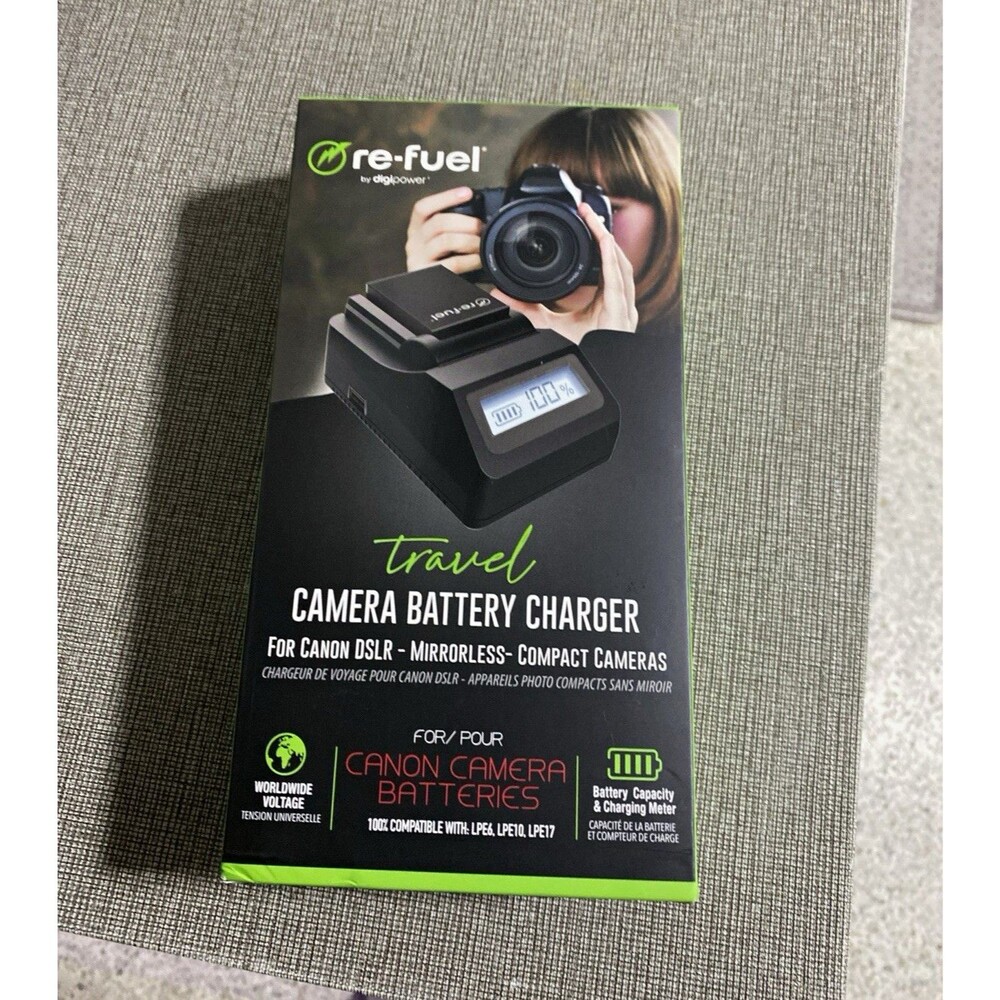 re-fuel by digipower USB Travel Charger for Canon EOS LP-E6/LP-E10/LP-E17 LCD